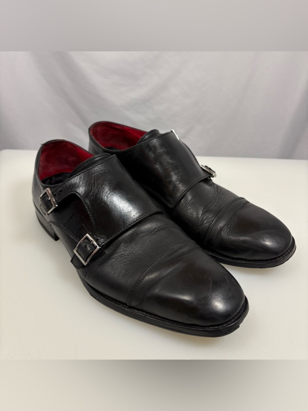 Bruno Magli Black Double Monk Strap Leather Shoes Made in Italy Size 43 (9.5/10)